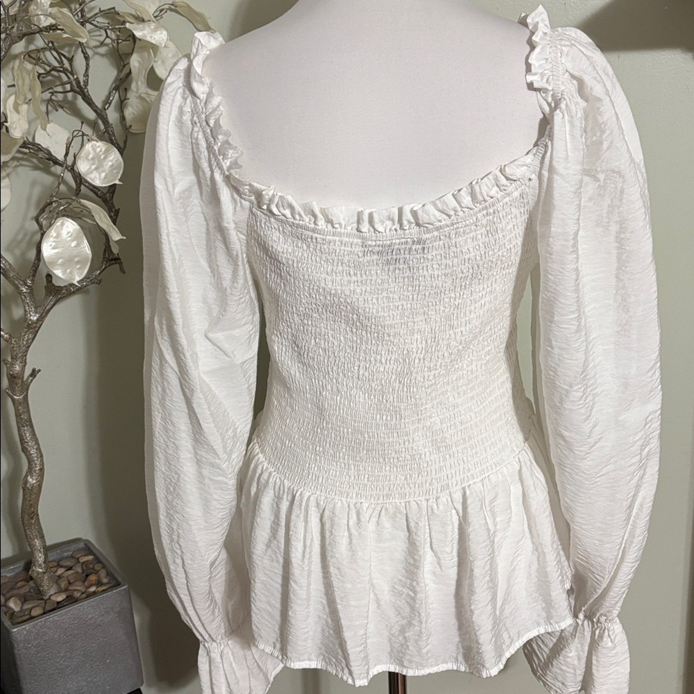 Eloquii White Ruffled Blouse - Picture 5 of 5
